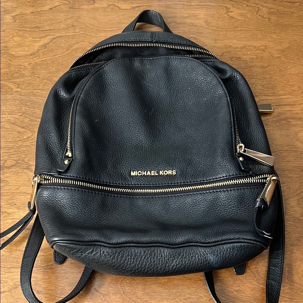 Michael Kors Black Leather Backpack